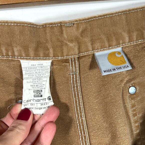 Vtg Carhartt B01 Double Front Knee Pants USA Loose Fit Mens 35 x 27 Distressed - Picture 3 of 11